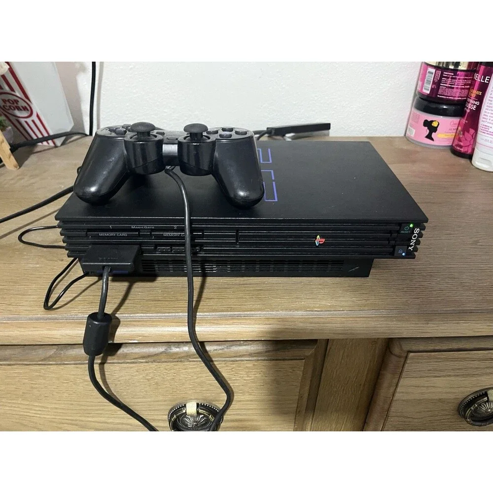 Sony PS2 Fat Console Bundle Lot WORKING W/ HDMI Adapter MultiTap 3 Games Control